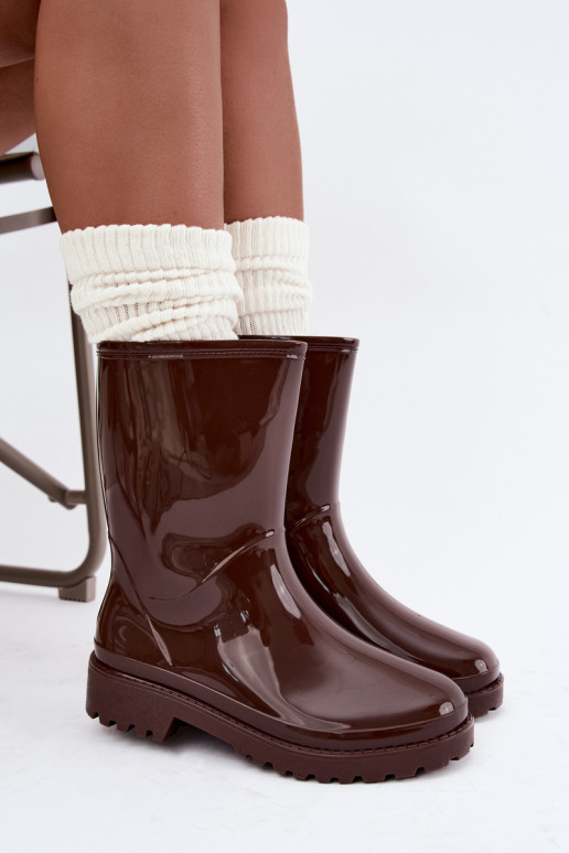 Women's rubber boots in dark brown color Elvara