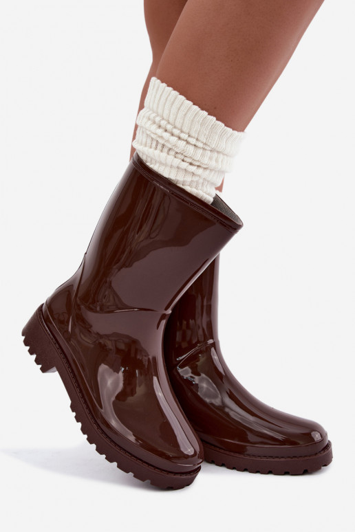 Women's rubber boots in dark brown color Elvara