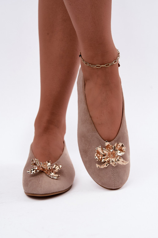Ballet flats with embellishments in sand color Briellea