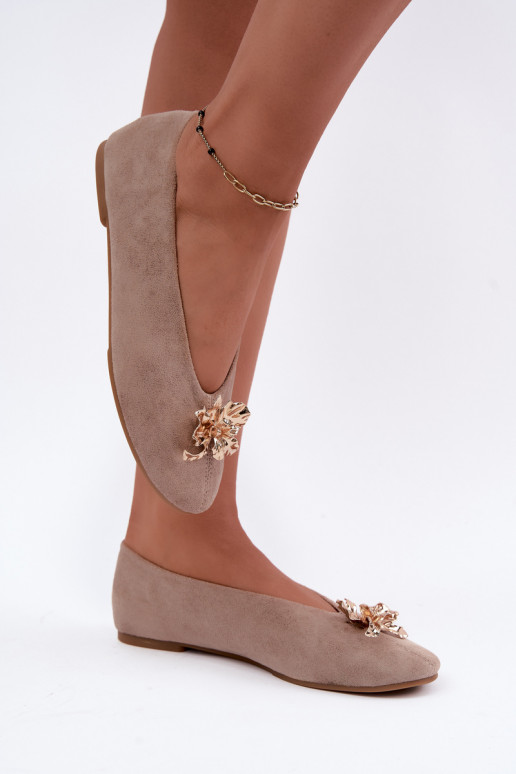 Ballet flats with embellishments in sand color Briellea