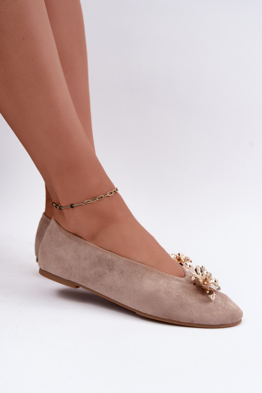 Ballet flats with embellishments in sand color Briellea
