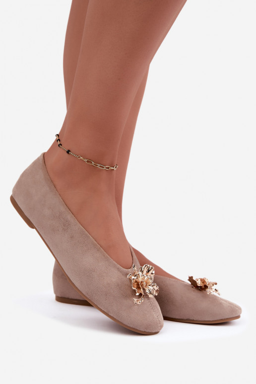 Ballet flats with embellishments in sand color Briellea