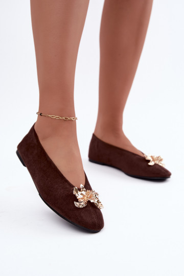 Ballet flats with embellishments in chocolate color Briellea
