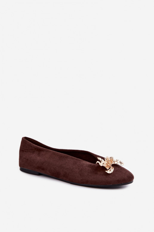 Ballet flats with embellishments in chocolate color Briellea