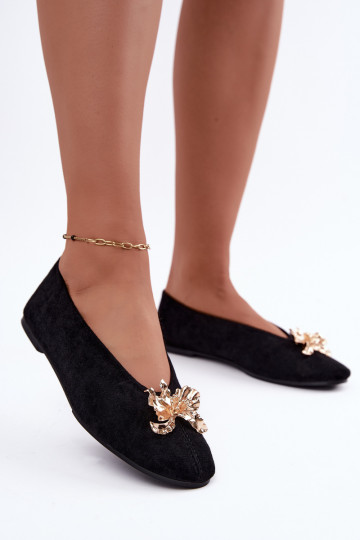 Ballet flats with embellishments in black color Briellea 2