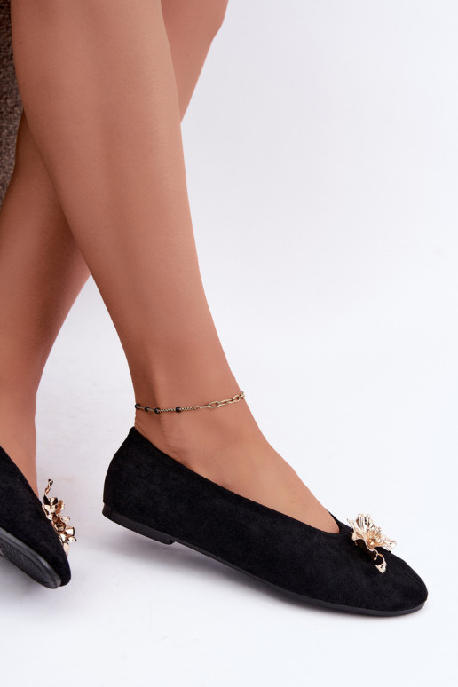 Ballet flats with embellishments in black color Briellea