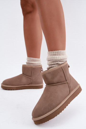 Warm snow boots made of faux suede with fur inside in sand color Amandine 2