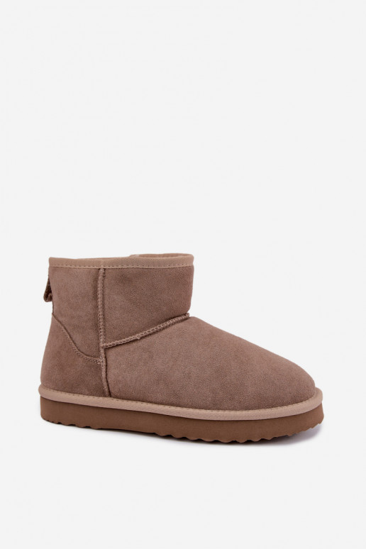 Warm snow boots made of faux suede with fur inside in sand color Amandine