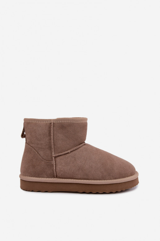 Warm snow boots made of faux suede with fur inside in sand color Amandine