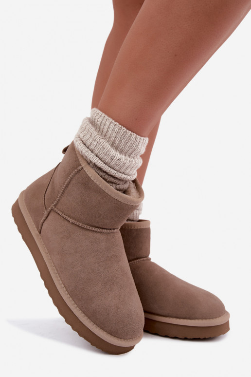 Warm snow boots made of faux suede with fur inside in sand color Amandine
