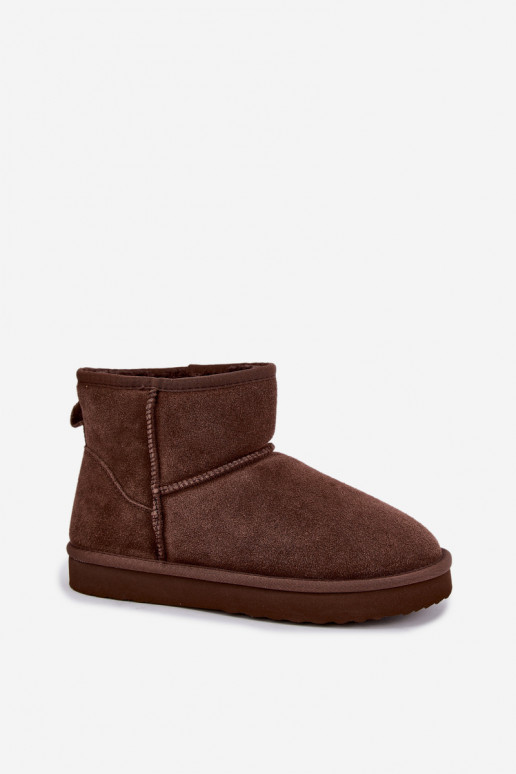 Warm snow boots made of faux suede with fur inside in burgundy color Amandine