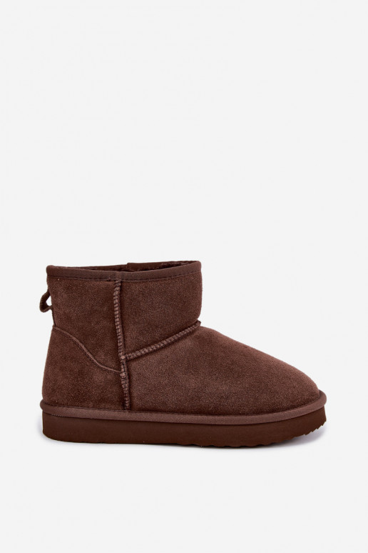 Warm snow boots made of faux suede with fur inside in burgundy color Amandine