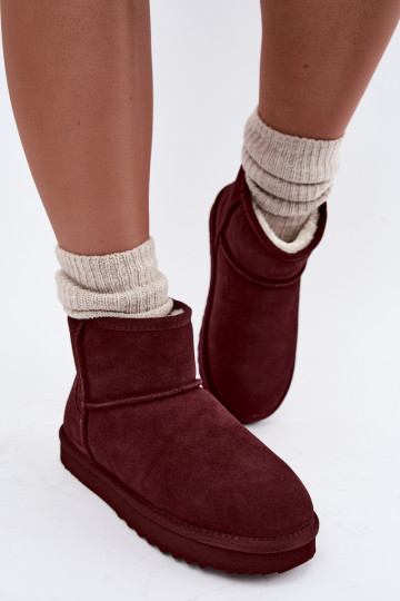 Warm snow boots made of faux suede with fur inside in black color Amandine
