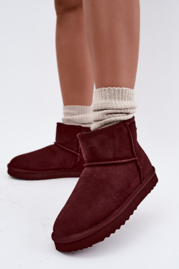 Warm snow boots made of faux suede with fur inside in black color Amandine 2