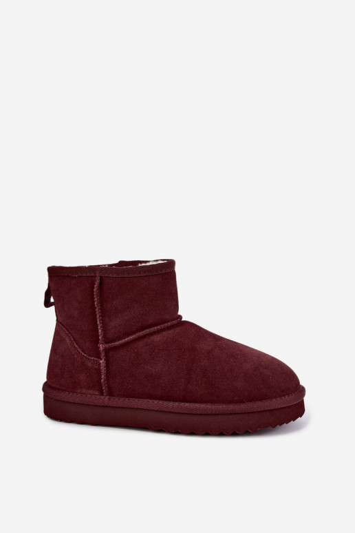 Warm snow boots made of faux suede with fur inside in black color Amandine