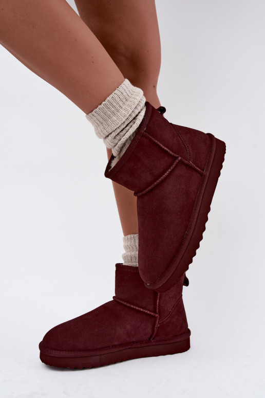 Warm snow boots made of faux suede with fur inside in black color Amandine
