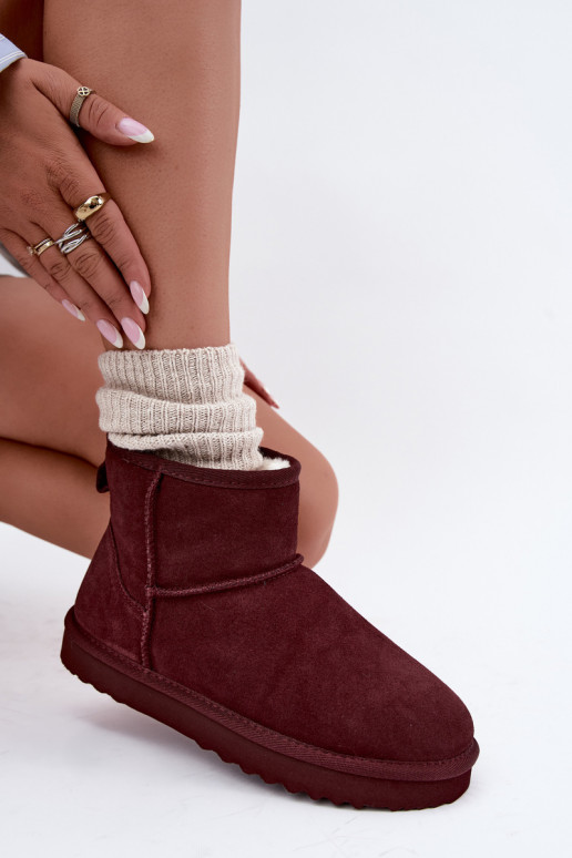 Warm snow boots made of faux suede with fur inside in black color Amandine