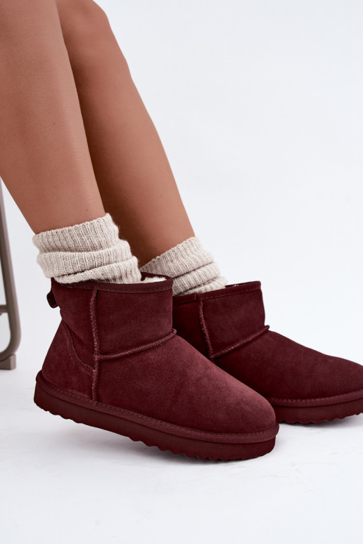 Warm snow boots made of faux suede with fur inside in black color Amandine