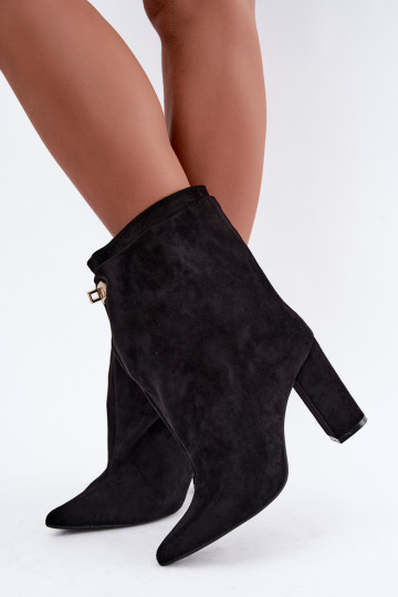 Black warm slip-on ankle boots with heels Fiametta 2