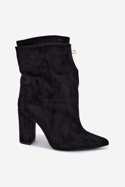 Black warm slip-on ankle boots with heels Fiametta