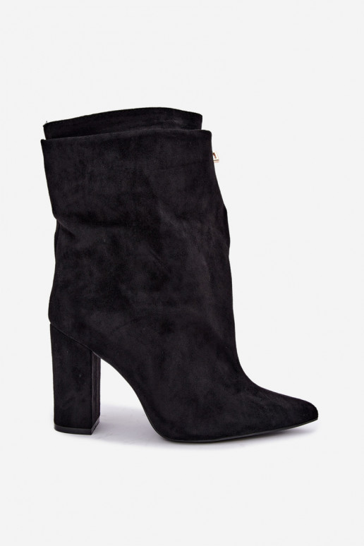 Black warm slip-on ankle boots with heels Fiametta