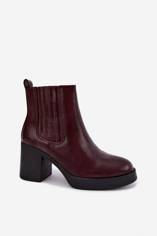 Burgundy warm ankle boots with heels Gisandra