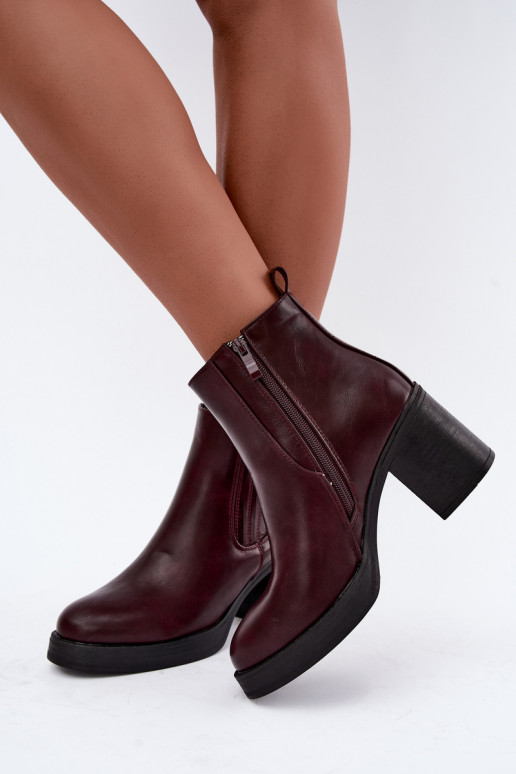 Burgundy warm ankle boots with heels Gisandra