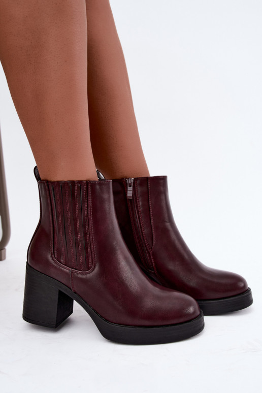 Burgundy warm ankle boots with heels Gisandra