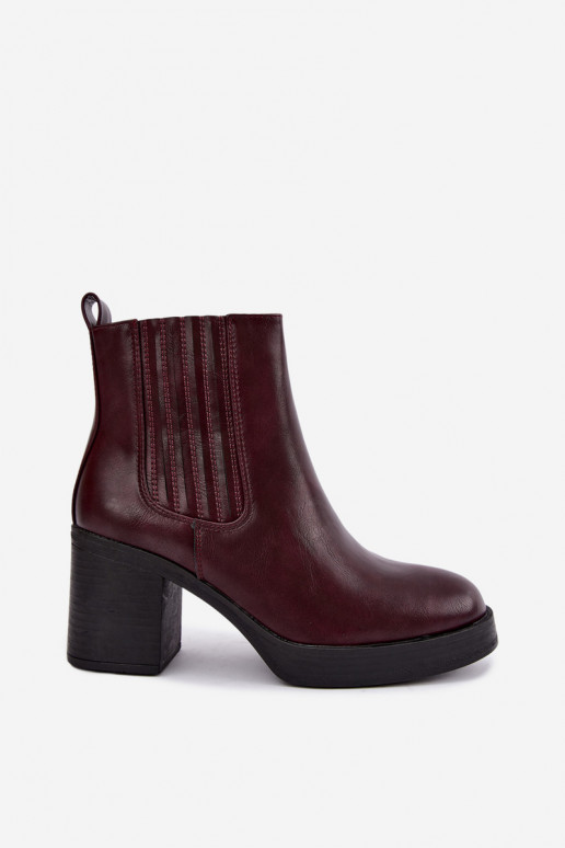 Burgundy warm ankle boots with heels Gisandra
