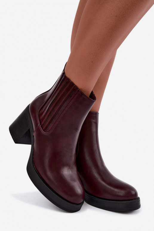 Burgundy warm ankle boots with heels Gisandra