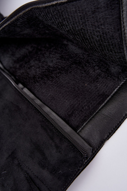 Black warm suede over-the-knee boots with low heels Philomene