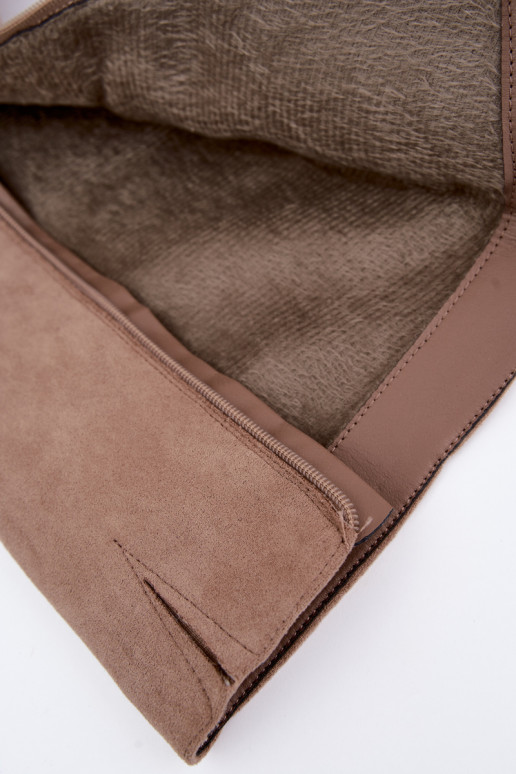 Sand-colored warm suede over-the-knee boots with low heels Philomene