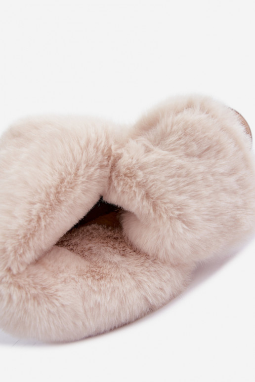 Ivory warm lace-up ankle boots with fur inside Heloise
