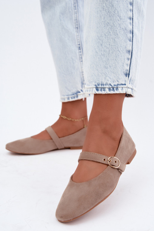 Mary Jane style ballet flats in sand color Nolenne