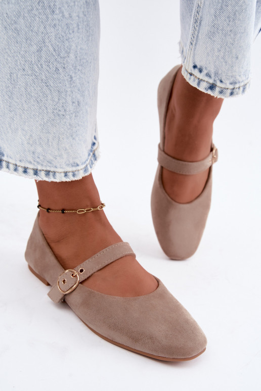 Mary Jane style ballet flats in sand color Nolenne