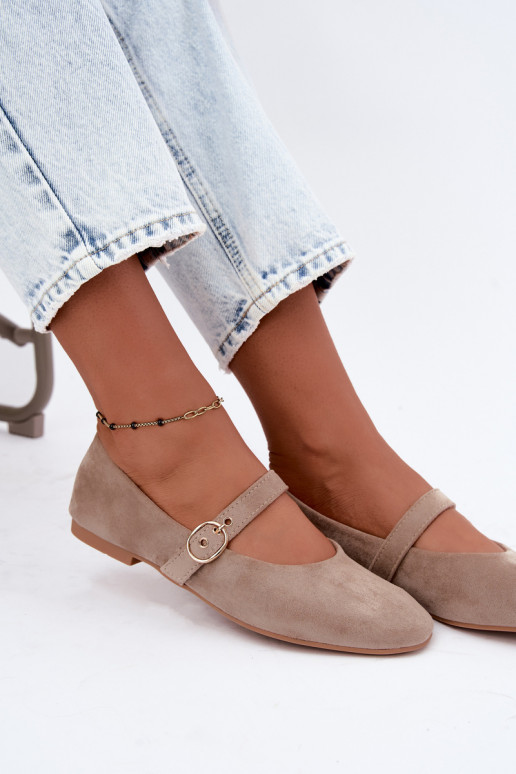 Mary Jane style ballet flats in sand color Nolenne