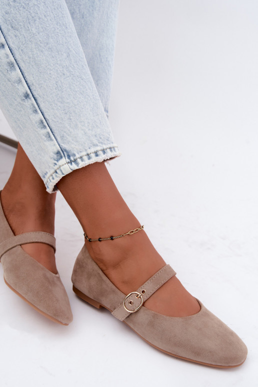 Mary Jane style ballet flats in sand color Nolenne