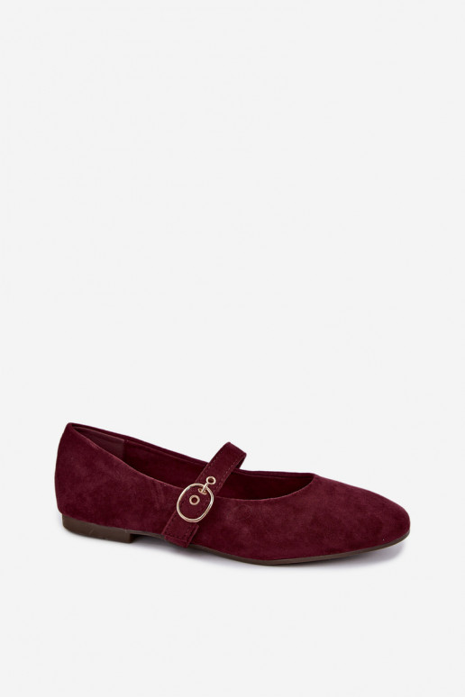 Mary Jane style ballet flats in burgundy color Nolenne