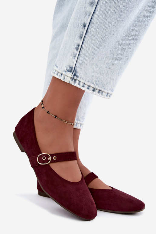 Mary Jane style ballet flats in burgundy color Nolenne