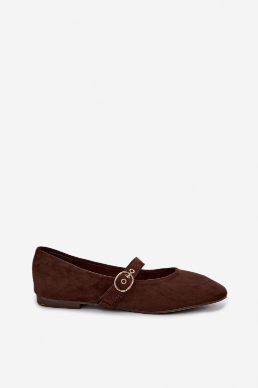 Mary Jane style ballet flats in chocolate color Nolenne