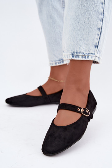 Mary Jane style ballet flats in black color Nolenne 2