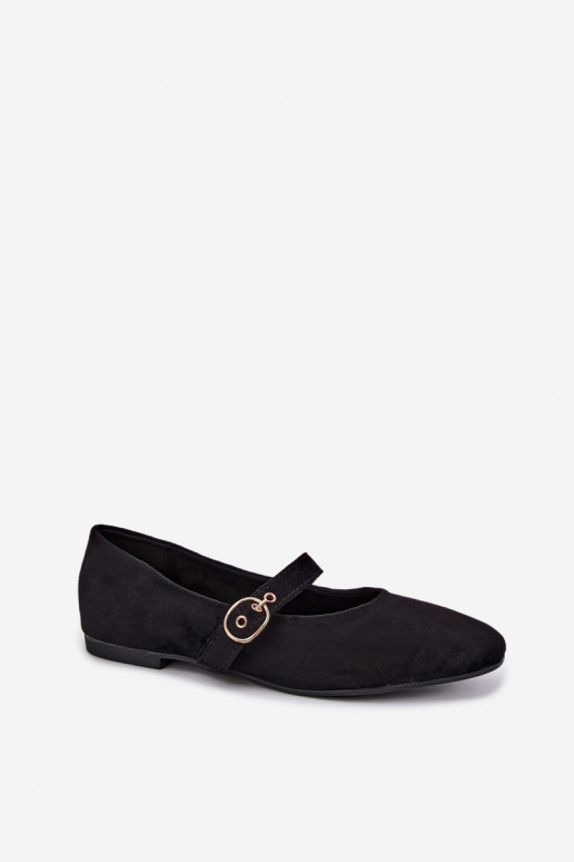 Mary Jane style ballet flats in black color Nolenne