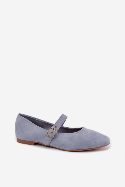 Mary Jane style ballet flats in blue color Nolenne