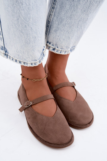 Barefoot type ballet flats with straps in clay color Rhoselle