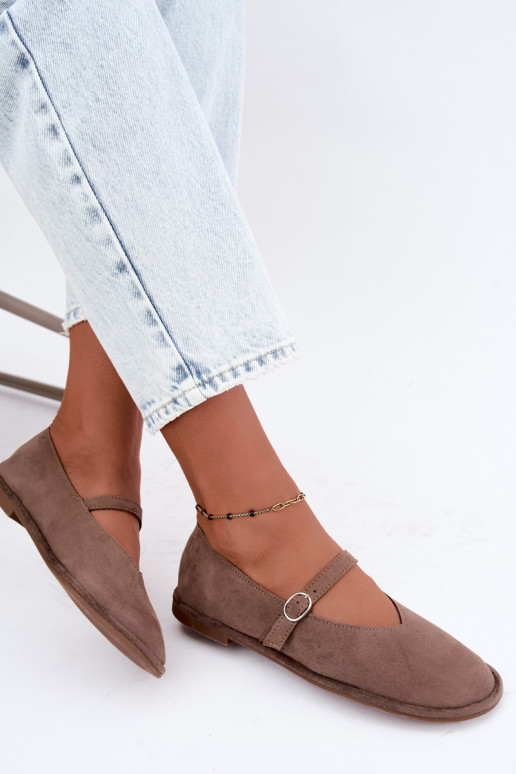 Barefoot type ballet flats with straps in clay color Rhoselle