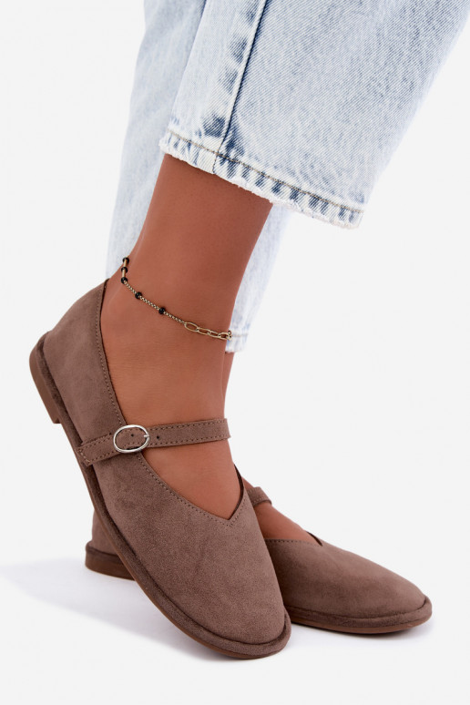 Barefoot type ballet flats with straps in clay color Rhoselle