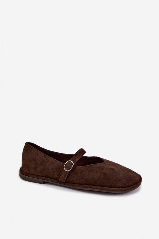 Baleriny typu barefoot z paskami w kolorze czekoladowym Rhoselle