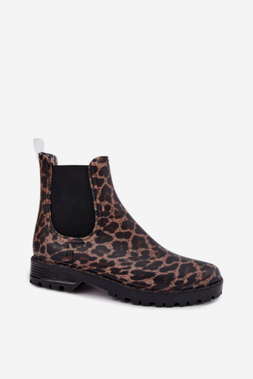 Guminiai batai moterims su elastingais įsiuvais ir leopardo kailio raštais Ciariel