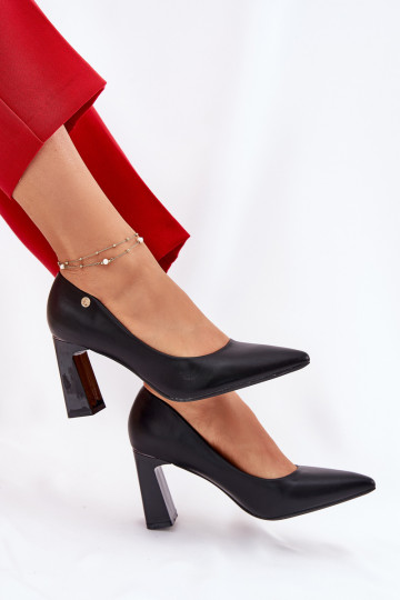 Eleganckie buty na obcasie Vinceza 62221 w czarnym kolorze