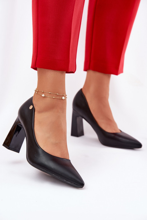 Elegant style heeled shoes Vinceza 62221 black color